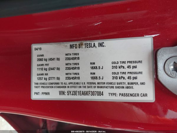 2019 TESLA MODEL 3