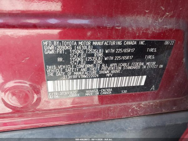 2022 TOYOTA RAV4 LE