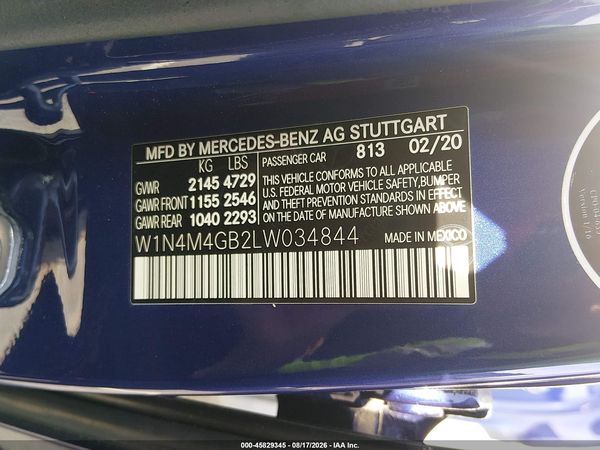 2020 MERCEDES-BENZ GLB 250 GLB250