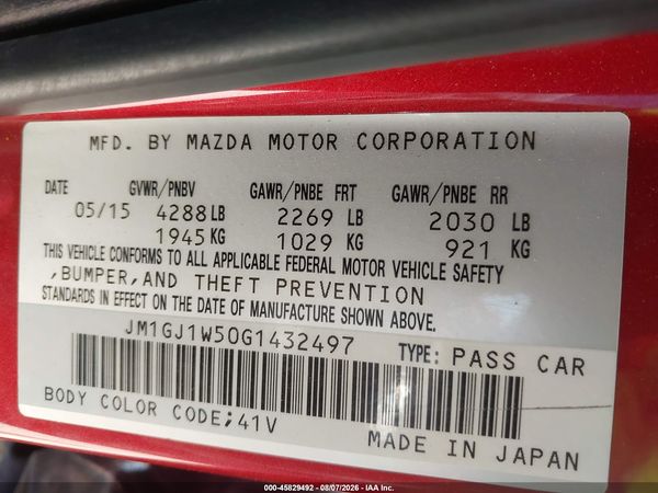2016 MAZDA MAZDA6 I GRAND TOURING