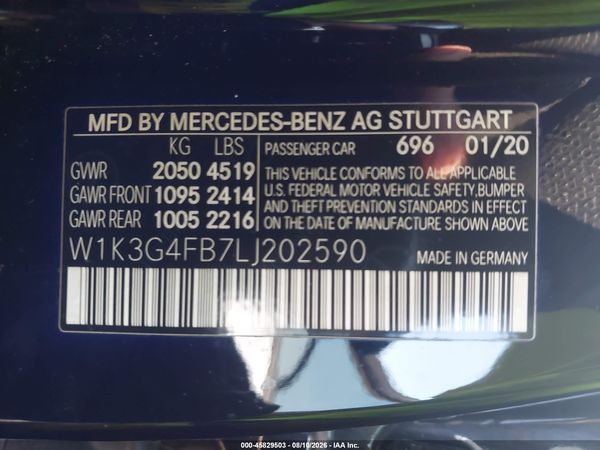 2020 MERCEDES-BENZ A 220 4MATIC