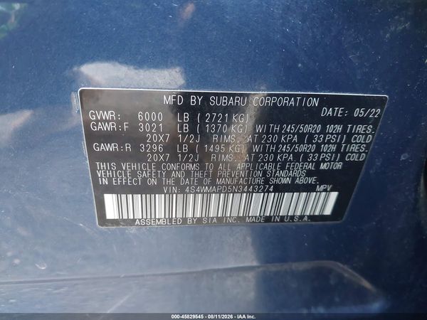 2022 SUBARU ASCENT LIMITED
