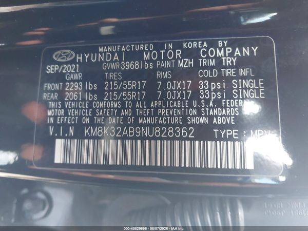2022 HYUNDAI KONA SEL