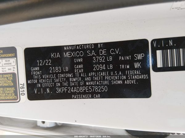 2023 KIA FORTE LXS