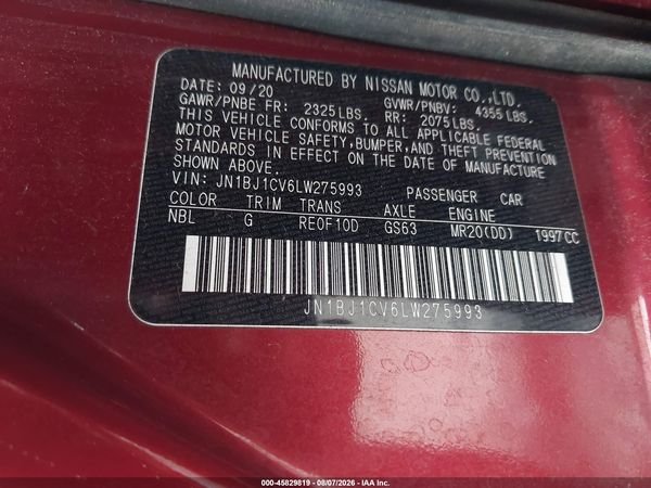 2020 NISSAN ROGUE SPORT S FWD XTRONIC CVT