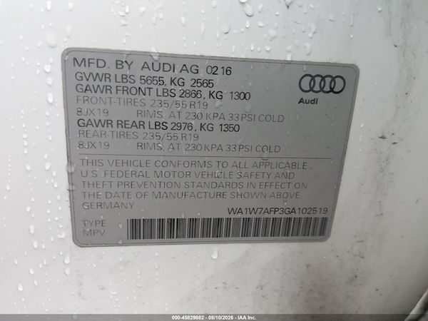2016 AUDI Q5 3.0T PREMIUM PLUS