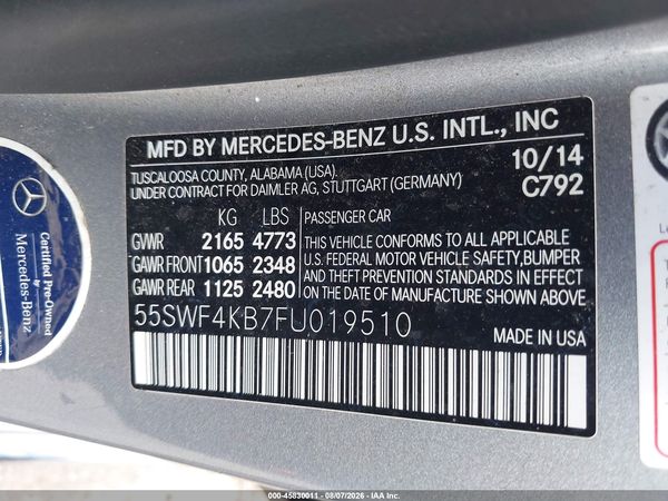 2015 MERCEDES-BENZ C 300 4MATIC