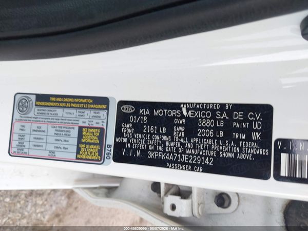2018 KIA FORTE LX