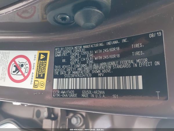 2019 TOYOTA HIGHLANDER LE PLUS