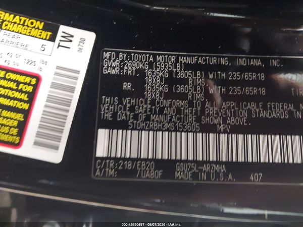 2021 TOYOTA HIGHLANDER XLE