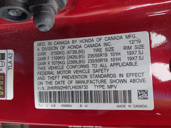 2020 HONDA CR-V AWD TOURING