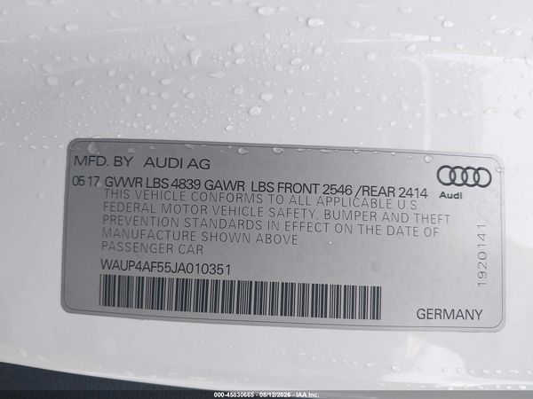 2018 AUDI S5 3.0T PREMIUM PLUS