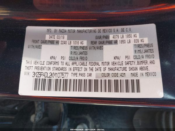 2019 MAZDA MAZDA3 PREFERRED PACKAGE