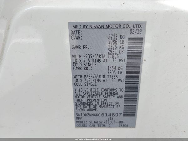 2019 NISSAN PATHFINDER SL