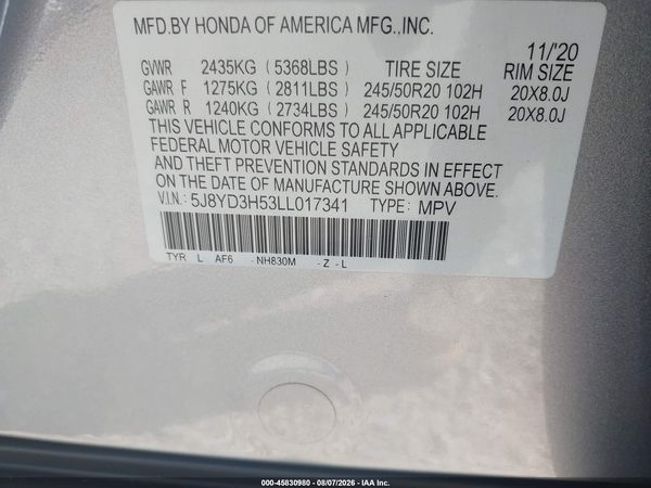 2020 ACURA MDX TECHNOLOGY PACKAGE