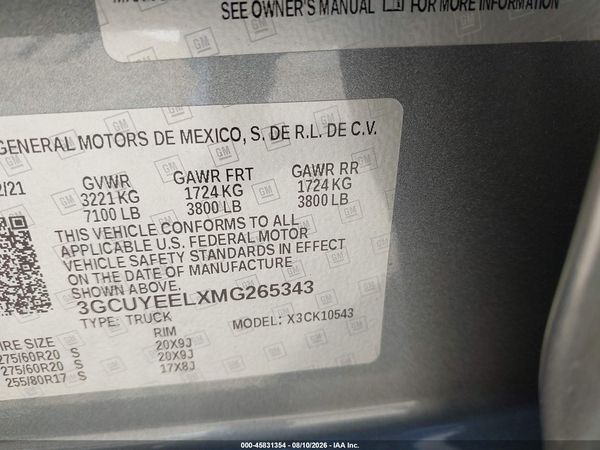 2021 CHEVROLET SILVERADO 1500 4WD  SHORT BED RST — I9