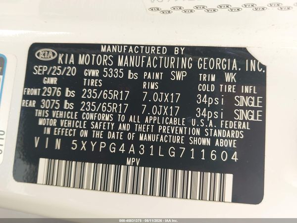 2020 KIA SORENTO 2.4L L