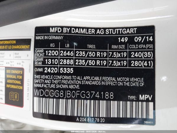 2015 MERCEDES-BENZ GLK 350 4MATIC