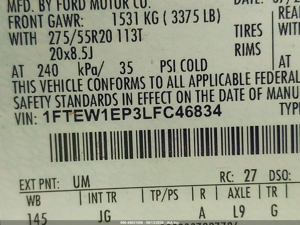 2020 FORD F-150 XL
