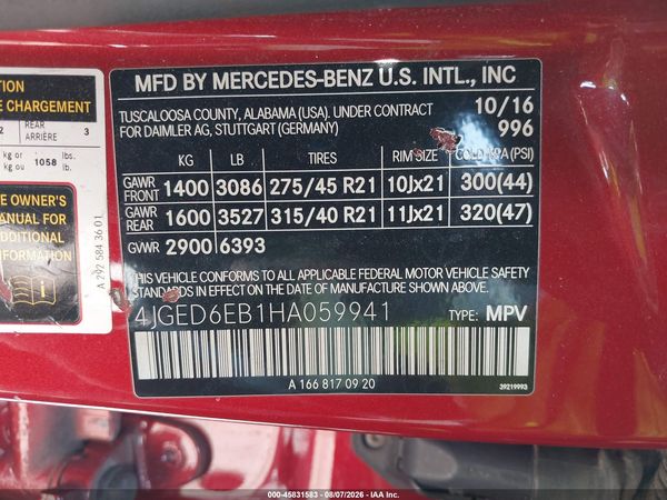 2017 MERCEDES-BENZ AMG GLE 43 COUPE 4MATIC