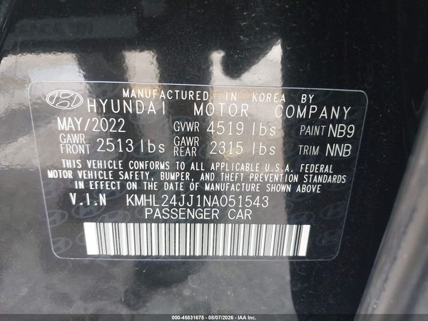 2022 HYUNDAI SONATA HYBRID BLUE