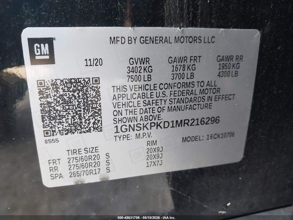 2021 CHEVROLET TAHOE Z71 — I9
