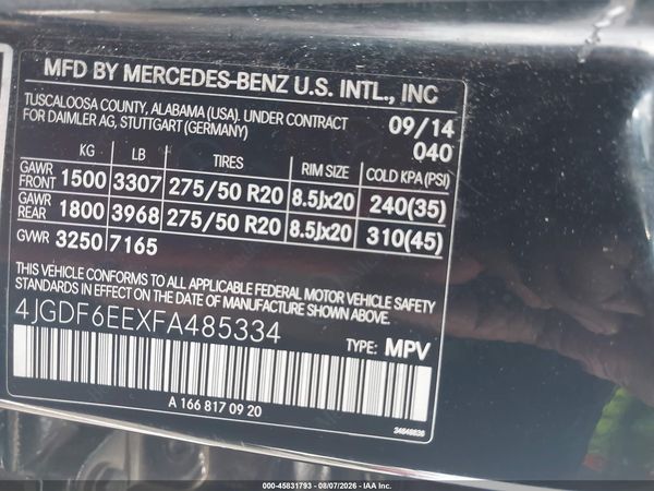 2015 MERCEDES-BENZ GL 450 4MATIC