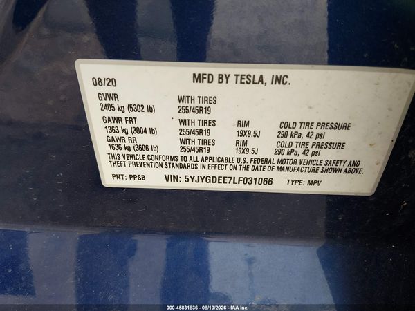 2020 TESLA MODEL Y