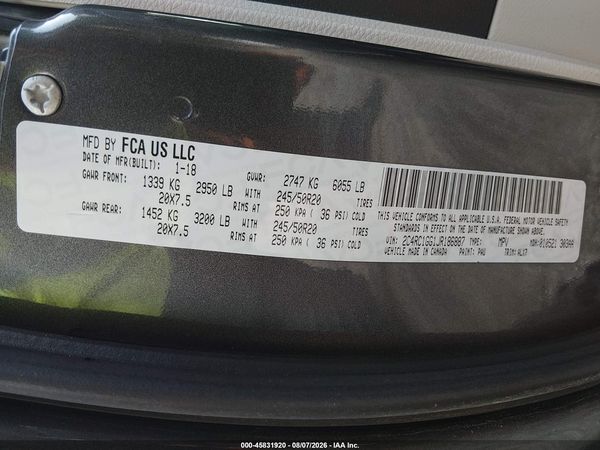 2018 CHRYSLER PACIFICA LIMITED