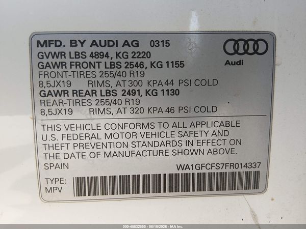 2015 AUDI Q3 2.0T PREMIUM PLUS