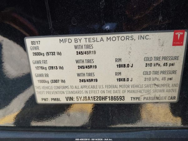2017 TESLA MODEL S 100D/60D/75D/90D/P100D