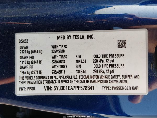 2023 TESLA MODEL 3 REAR-WHEEL DRIVE