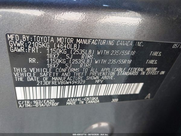 2016 TOYOTA RAV4 LIMITED