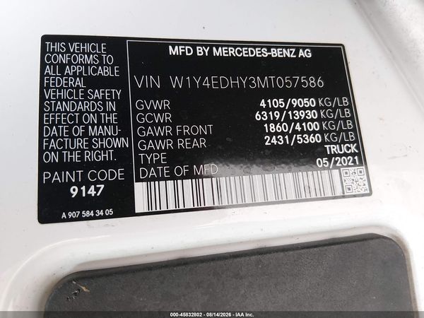 2021 MERCEDES-BENZ SPRINTER 2500 HIGH ROOF V6