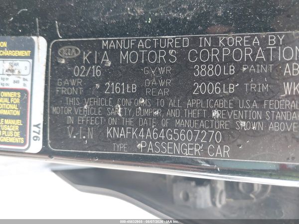 2016 KIA FORTE LX