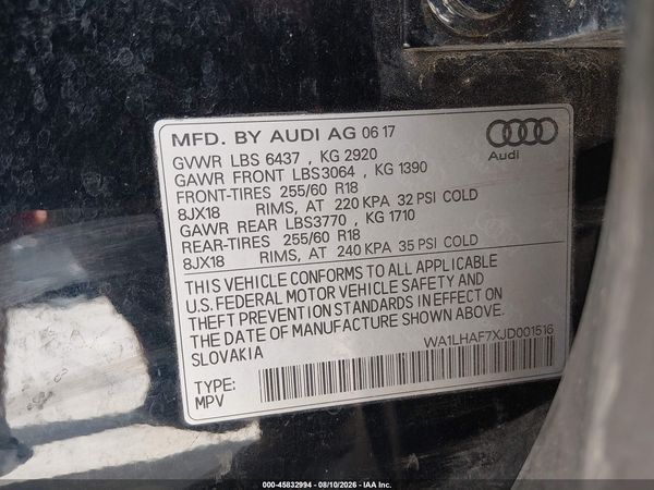 2018 AUDI Q7 2.0T PREMIUM