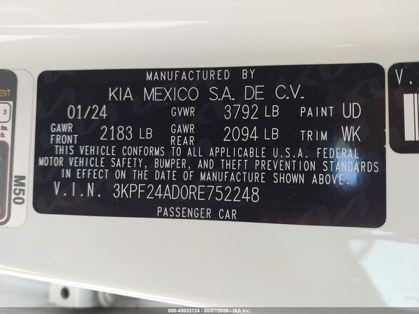 2024 KIA FORTE LX