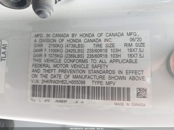 2020 HONDA CR-V AWD EX-L