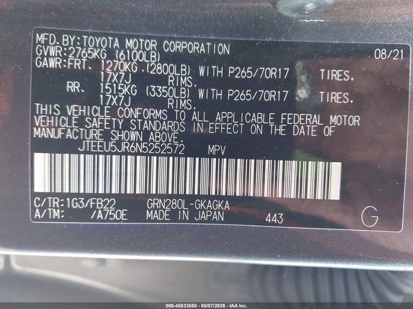 2022 TOYOTA 4RUNNER SR5