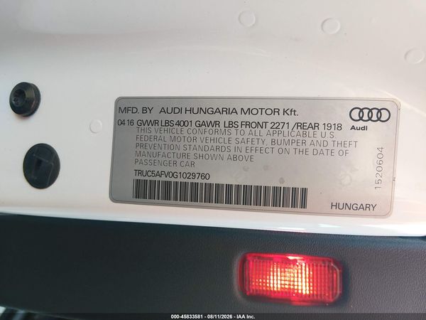2016 AUDI TT 2.0T