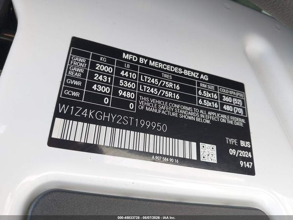 2025 MERCEDES-BENZ SPRINTER 2500 HIGH ROOF 4-CYL DIESEL