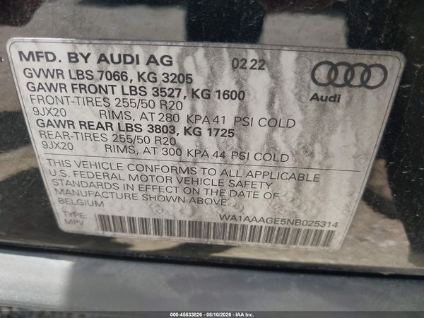 2022 AUDI E-TRON PREMIUM QUATTRO