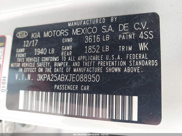 2018 KIA RIO LX