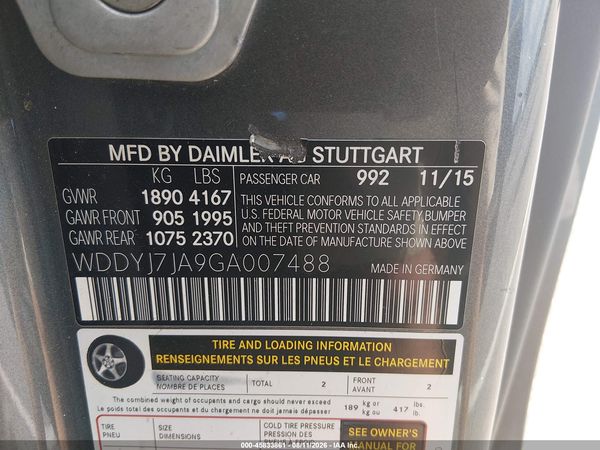 2016 MERCEDES-BENZ GT S AMG