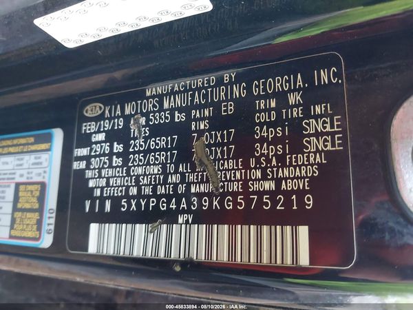 2019 KIA SORENTO 2.4L L