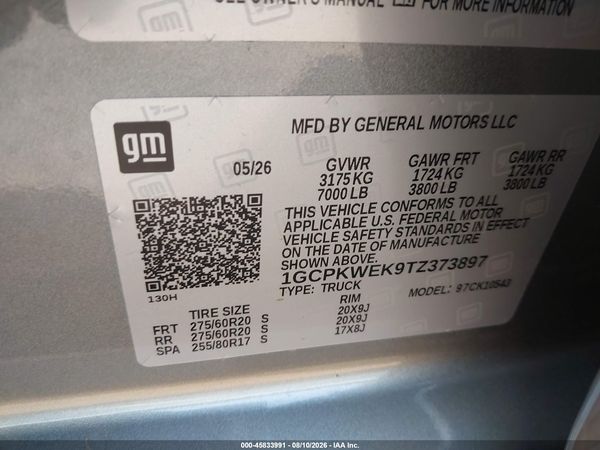 2026 CHEVROLET SILVERADO 1500 4WD  SHORT BED RST — I9