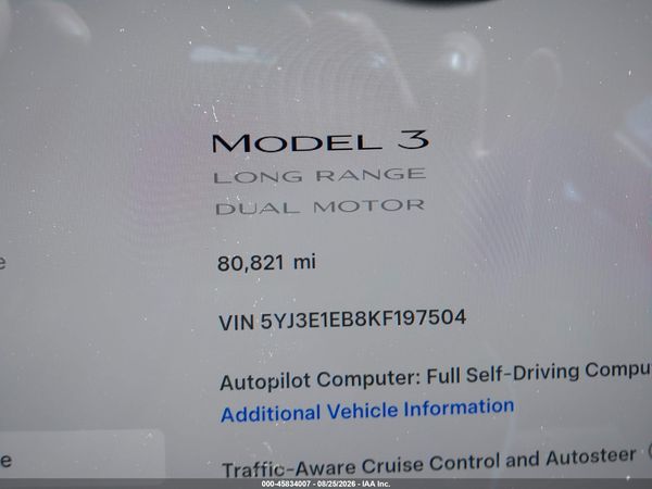2019 TESLA MODEL 3 LONG RANGE/PERFORMANCE