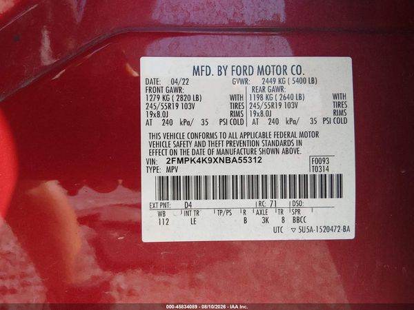 2022 FORD EDGE TITANIUM — I9