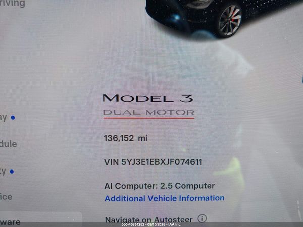 2018 TESLA MODEL 3 LONG RANGE/PERFORMANCE