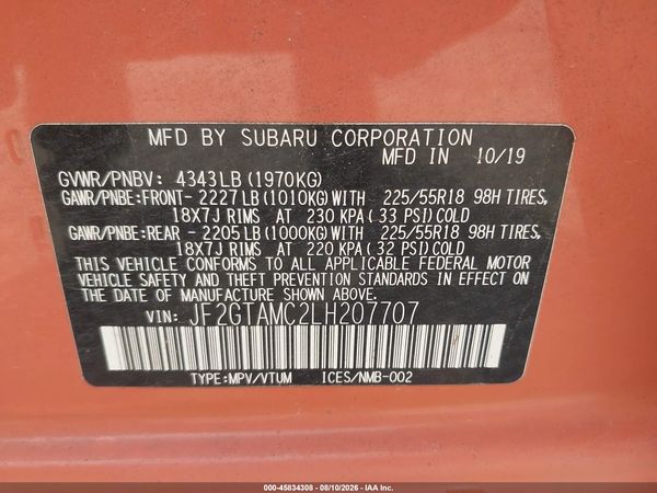2020 SUBARU CROSSTREK LIMITED